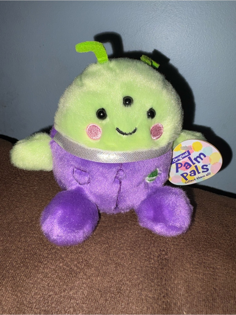 Palm Pals Plush Toy - Lime Green & Purple Cute Character